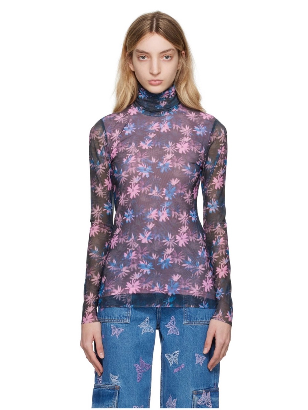 Ganni Daisy Spary Lilac Turtleneck